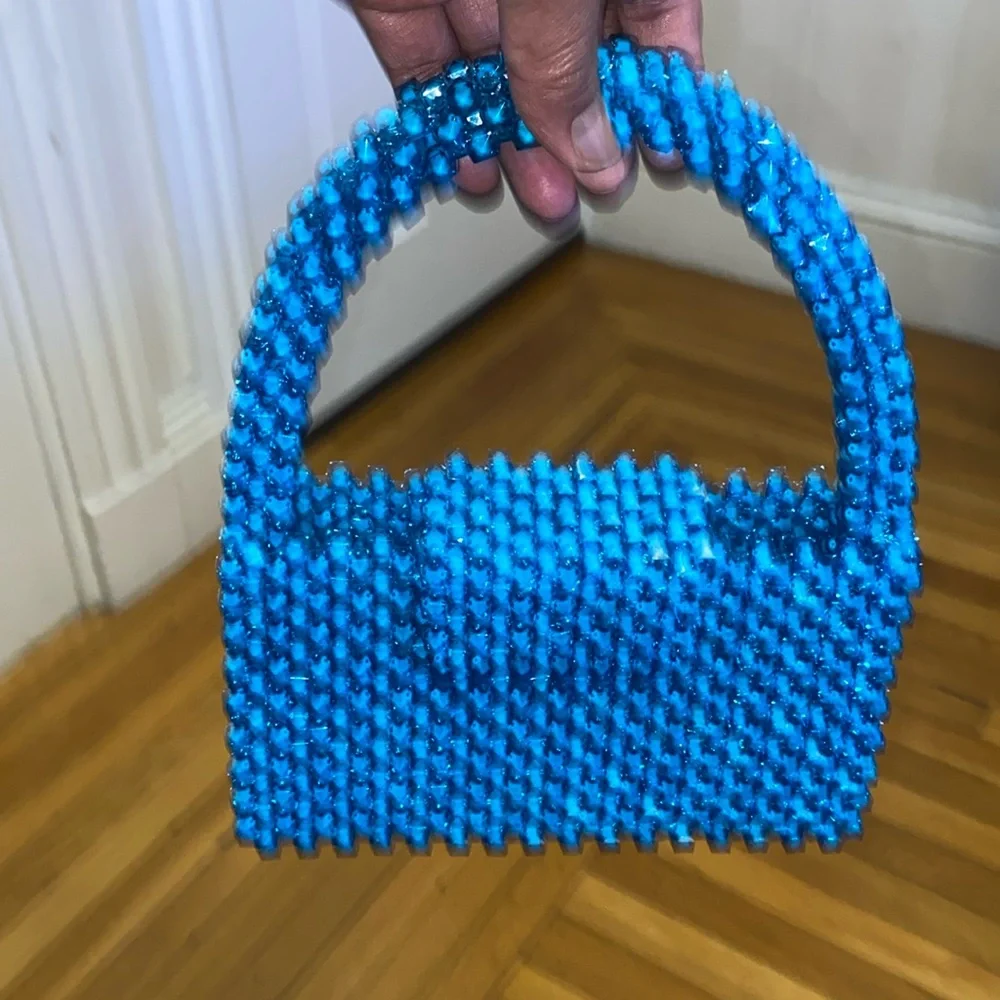 Women's Clutch Elegant Blue Beaded Handbag sparkly beaded Blue Purse